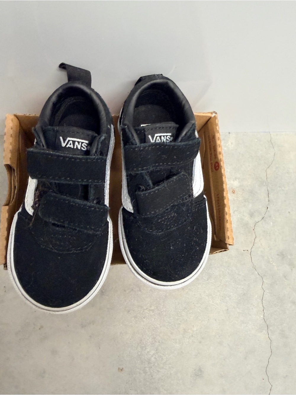 Vans Kids Black & White Velcro Skate Sneakers